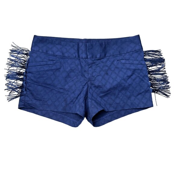 Lilly Pulitzer Ellie Blue Print Fringed Tassel Shorts Sz 0 Festival‎ Boho Preppy - Picture 2 of 12